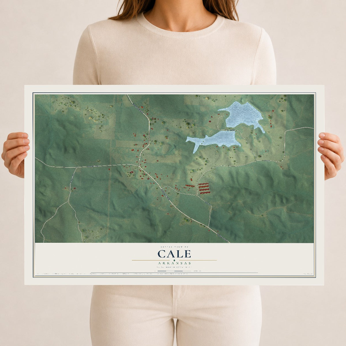 Map of Cale, Arkansas, 12 x 18 inch unframed archival matte print