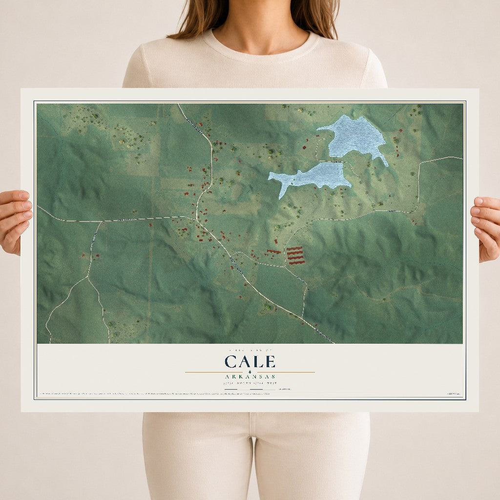 Map of Cale, Arkansas, 18 x 24 inch unframed archival matte print