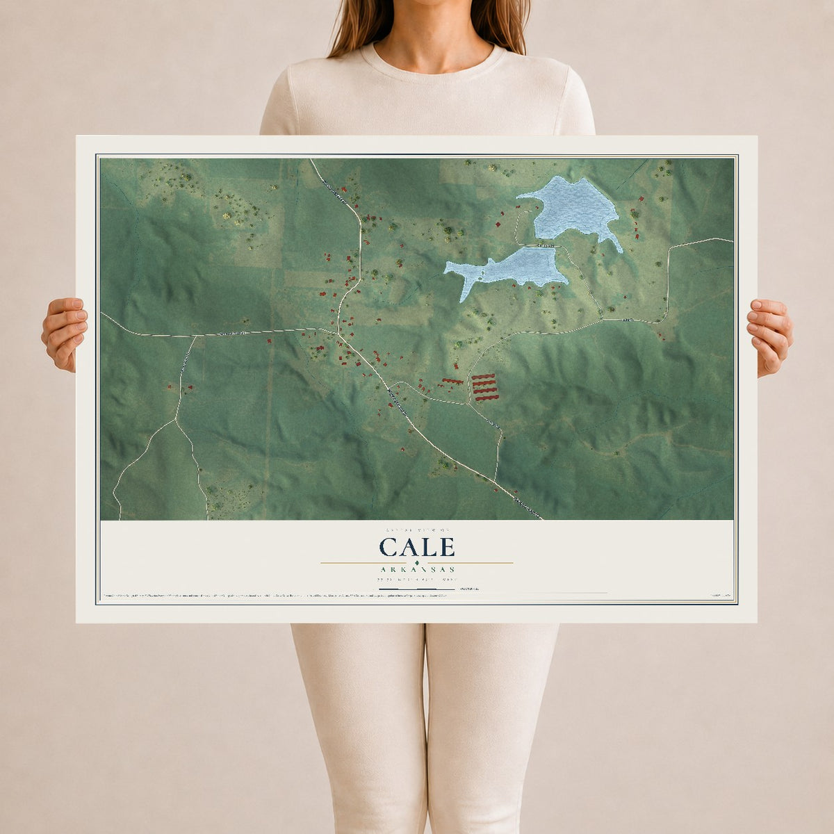 Map of Cale, Arkansas, 24 x 36 inch unframed archival matte print