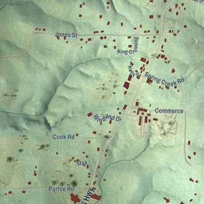 Second close-up of the map of Calico Rock, Arkansas print showing more streets and buildings