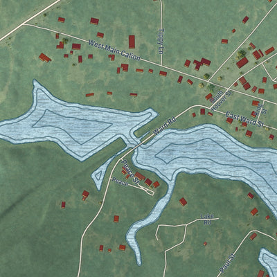 Second close-up of the map of Calion, Arkansas print showing more streets and buildings