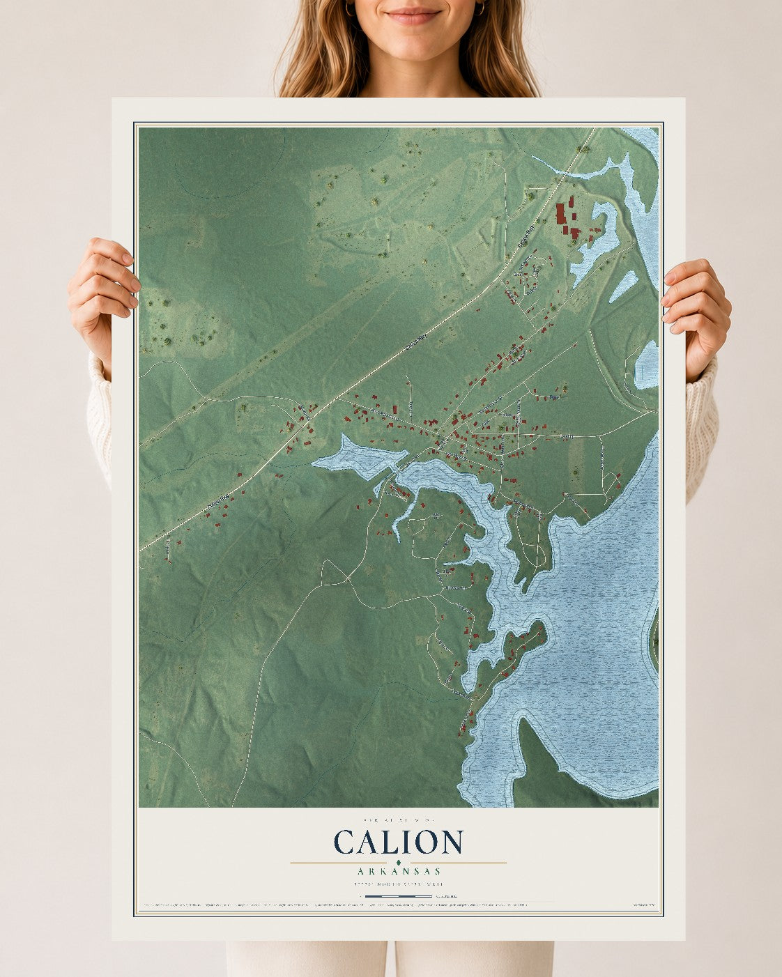 Map of Calion, Arkansas, 24 x 36 inch unframed archival matte print