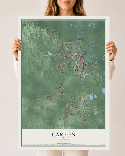 Map of Camden, Arkansas, 24 x 36 inch unframed archival matte print