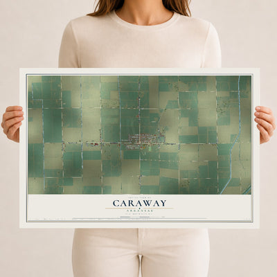Map of Caraway, Arkansas, 12 x 18 inch unframed archival matte print