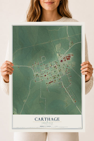 Map of Carthage, Arkansas, 18 x 24 inch unframed archival matte print