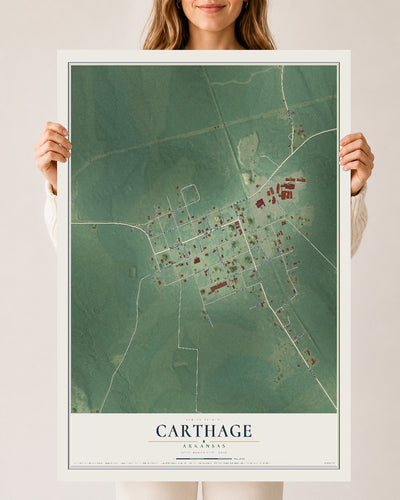 Map of Carthage, Arkansas, 24 x 36 inch unframed archival matte print