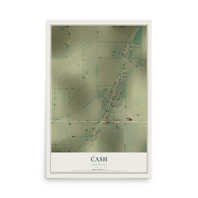 Map of Cash, Arkansas, 12 x 18 inch unframed archival matte print