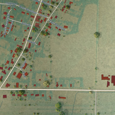 Close-up of the map of Cash, Arkansas print showing street and building detail