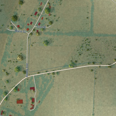 Second close-up of the map of Cash, Arkansas print showing more streets and buildings