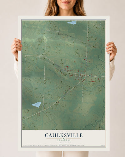 Map of Caulksville, Arkansas, 24 x 36 inch unframed archival matte print