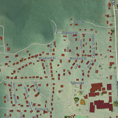 Second close-up of the map of Cave City, Arkansas print showing more streets and buildings