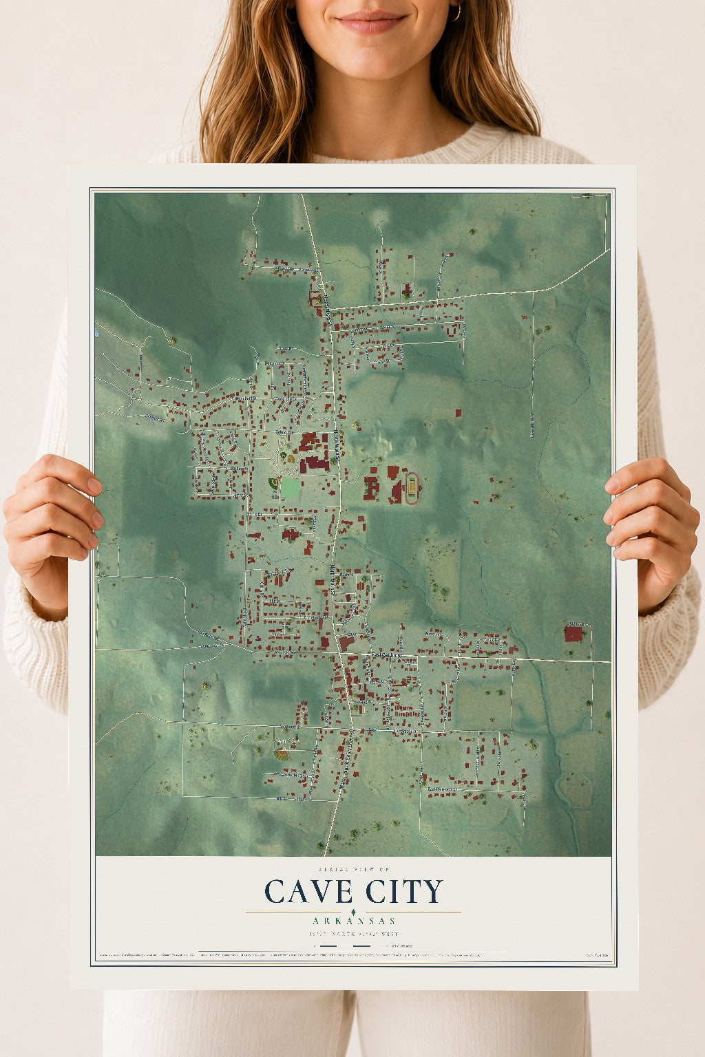 Map of Cave City, Arkansas, 18 x 24 inch unframed archival matte print