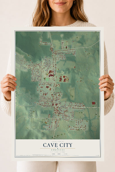 Map of Cave City, Arkansas, 18 x 24 inch unframed archival matte print