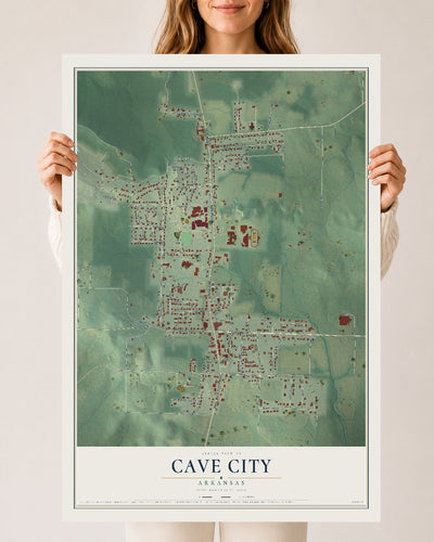 Map of Cave City, Arkansas, 24 x 36 inch unframed archival matte print