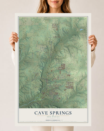 Map of Cave Springs, Arkansas, 24 x 36 inch unframed archival matte print