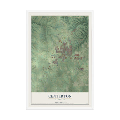 Map of Centerton, Arkansas, 12 x 18 inch print in a white wood frame