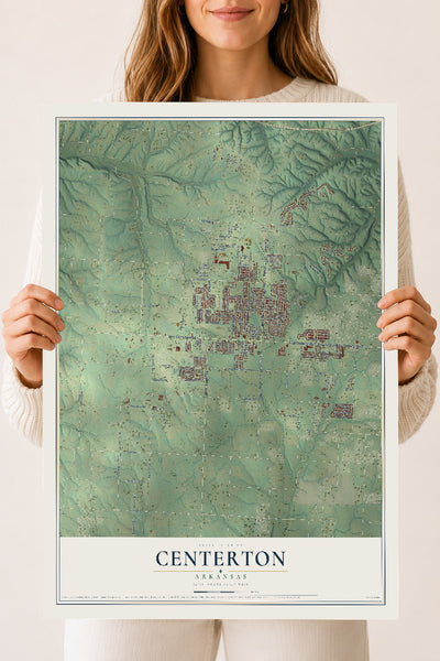Map of Centerton, Arkansas, 18 x 24 inch unframed archival matte print