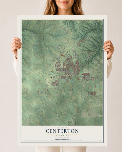 Map of Centerton, Arkansas, 24 x 36 inch unframed archival matte print