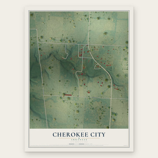 Cherokee City, Arkansas map print, the full design