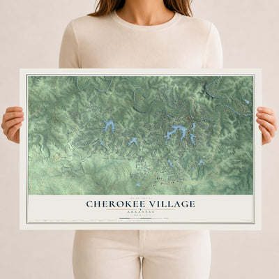 Map of Cherokee Village, Arkansas, 12 x 18 inch unframed archival matte print