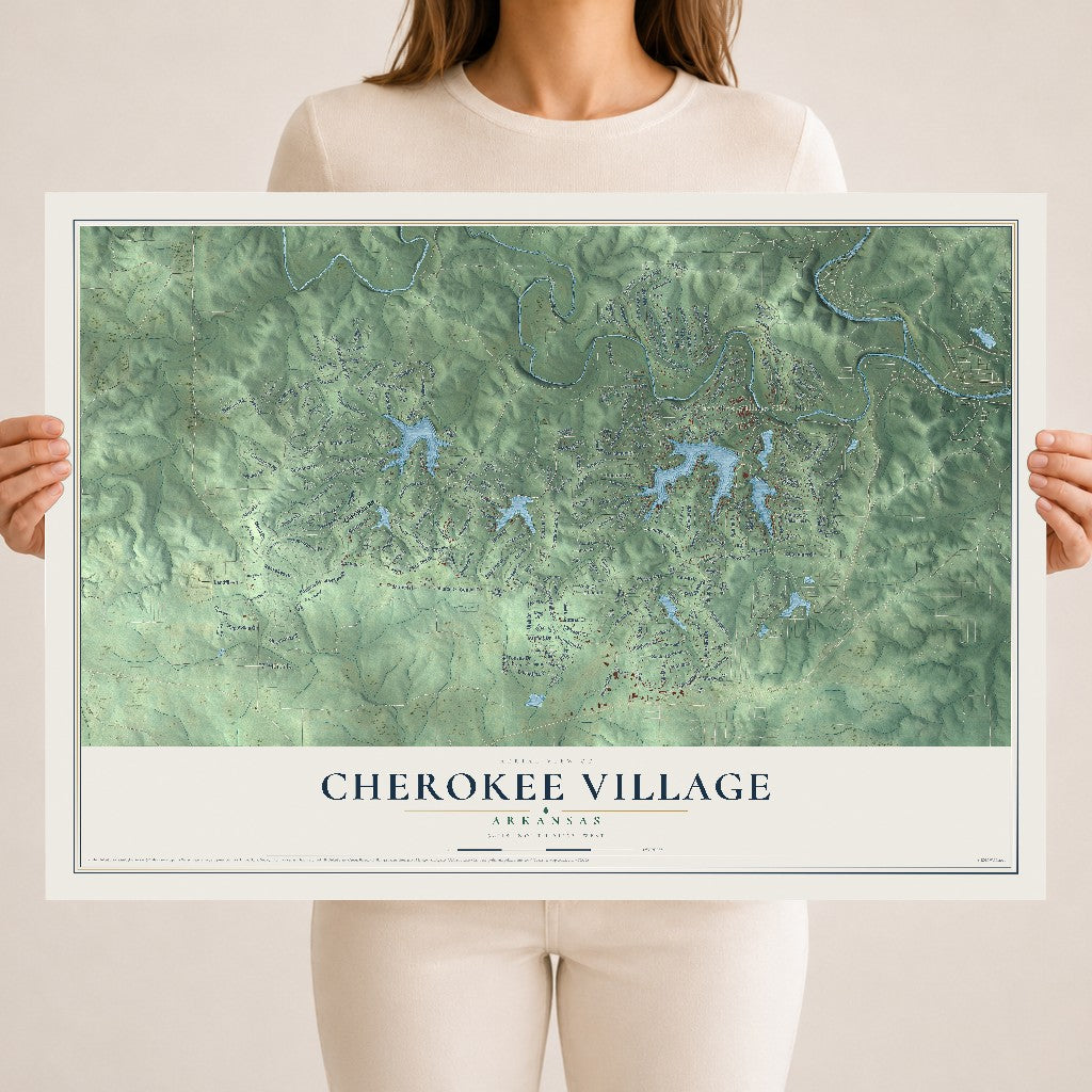 Map of Cherokee Village, Arkansas, 18 x 24 inch unframed archival matte print