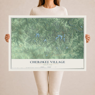 Map of Cherokee Village, Arkansas, 24 x 36 inch unframed archival matte print