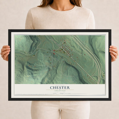 Map of Chester, Arkansas, 12 x 18 inch print in a black wood frame