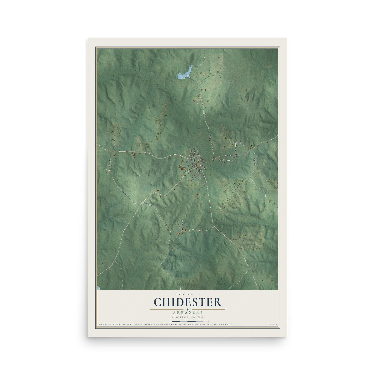 Map of Chidester, Arkansas, 12 x 18 inch unframed archival matte print