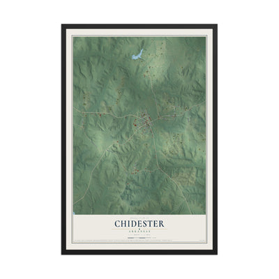 Map of Chidester, Arkansas, 12 x 18 inch print in a black wood frame