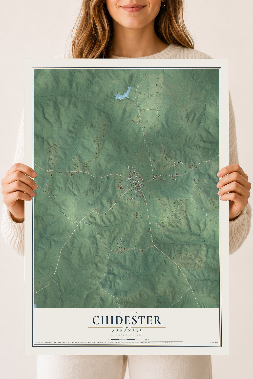 Map of Chidester, Arkansas, 18 x 24 inch unframed archival matte print