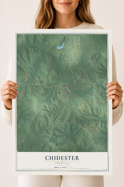 Map of Chidester, Arkansas, 18 x 24 inch unframed archival matte print