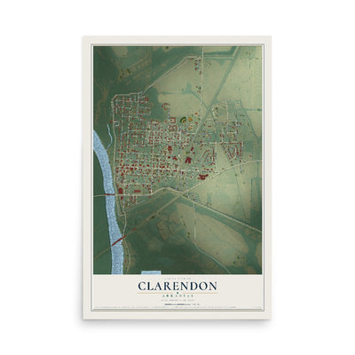 Map of Clarendon, Arkansas, 12 x 18 inch unframed archival matte print