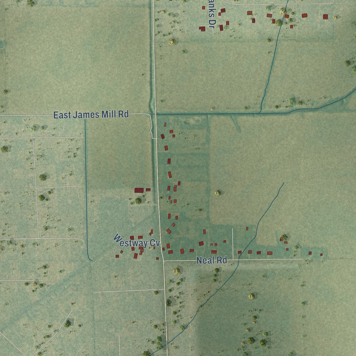 Second close-up of the map of Clarkedale, Arkansas print showing more streets and buildings
