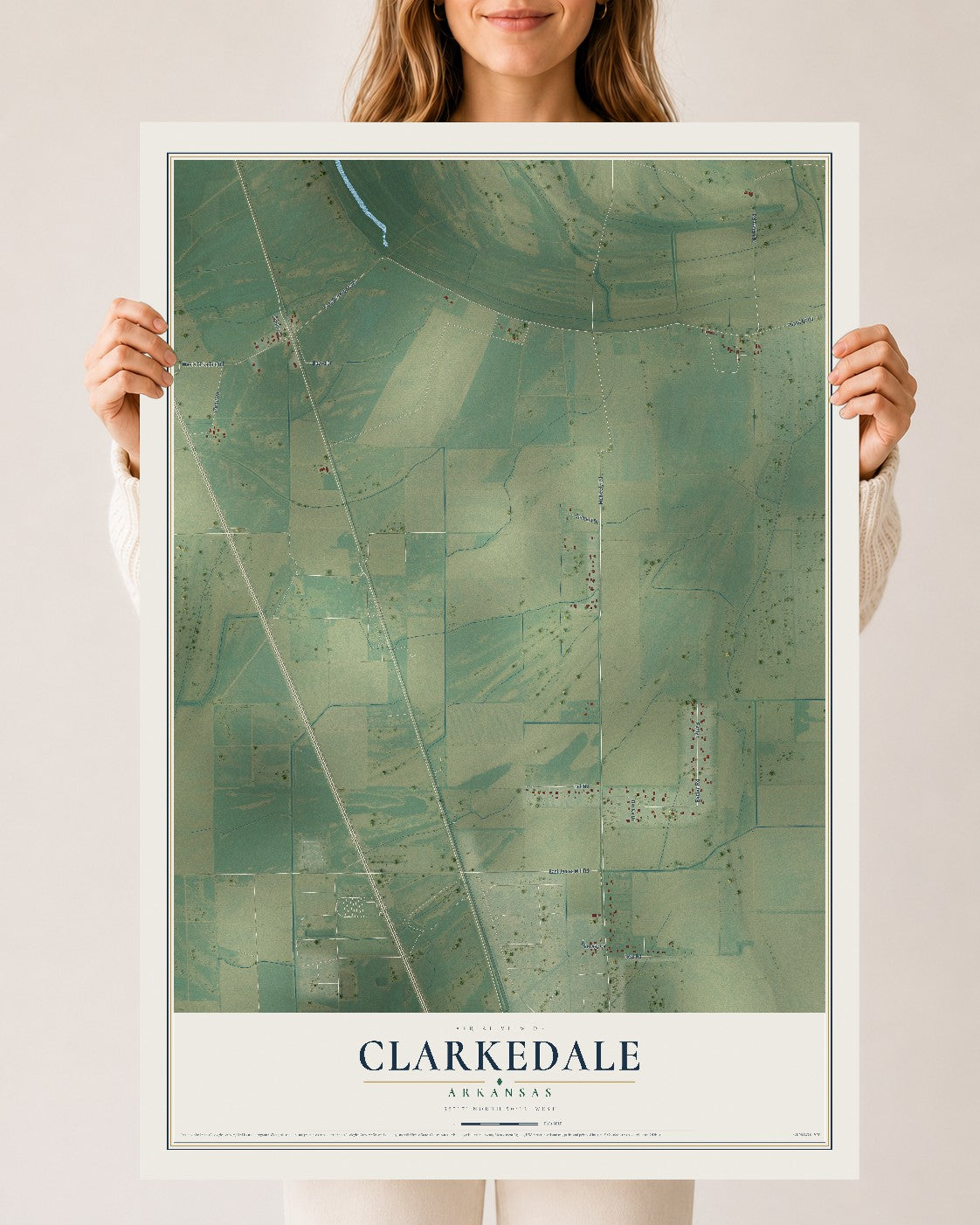 Map of Clarkedale, Arkansas, 24 x 36 inch unframed archival matte print