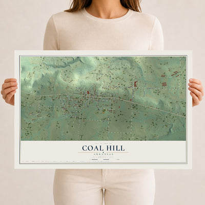 Map of Coal Hill, Arkansas, 12 x 18 inch unframed archival matte print