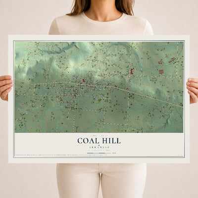 Map of Coal Hill, Arkansas, 18 x 24 inch unframed archival matte print