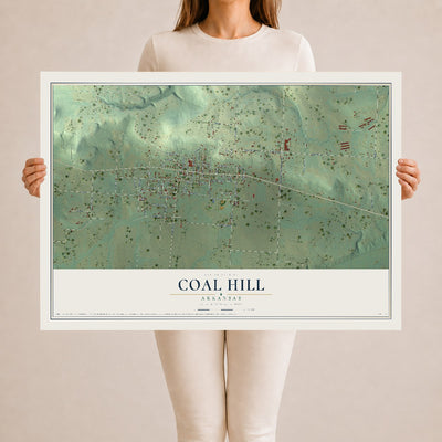 Map of Coal Hill, Arkansas, 24 x 36 inch unframed archival matte print