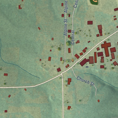 Close-up of the map of Concord, Arkansas print showing street and building detail
