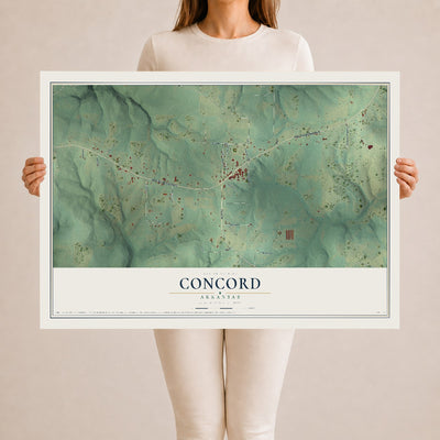 Map of Concord, Arkansas, 24 x 36 inch unframed archival matte print