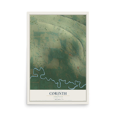 Map of Corinth, Arkansas, 12 x 18 inch unframed archival matte print