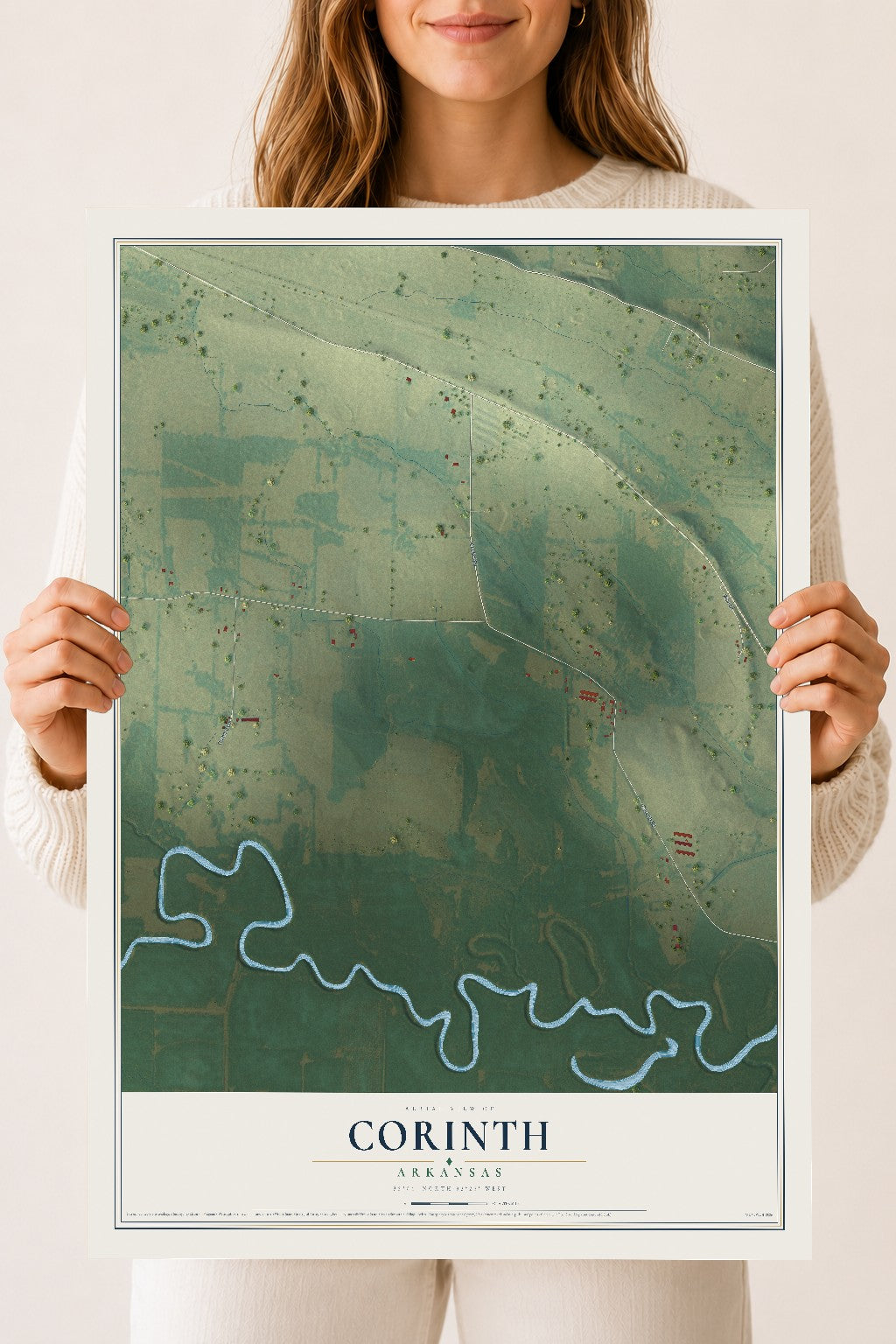 Map of Corinth, Arkansas, 18 x 24 inch unframed archival matte print