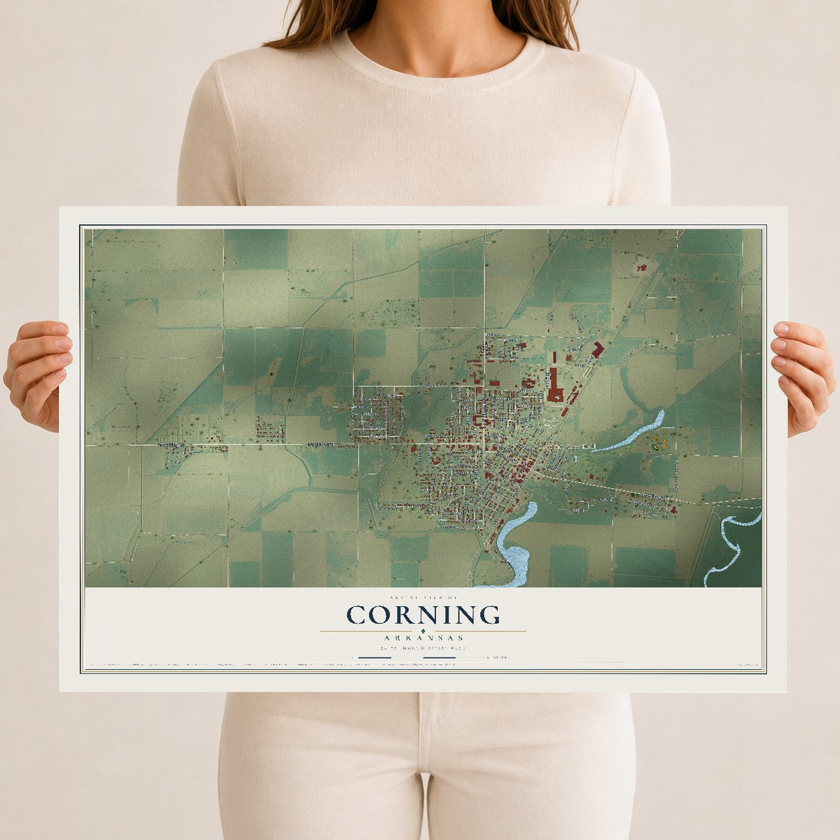 Map of Corning, Arkansas, 12 x 18 inch unframed archival matte print