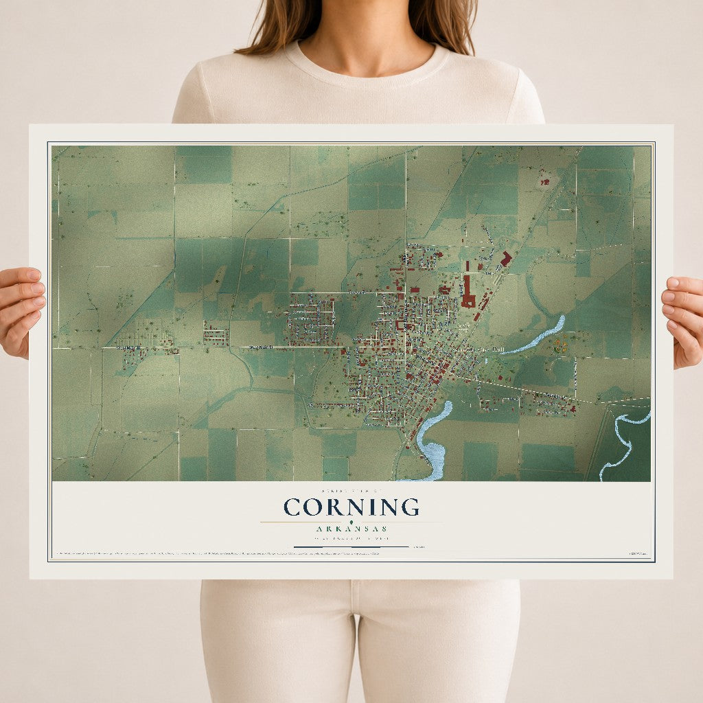Map of Corning, Arkansas, 18 x 24 inch unframed archival matte print