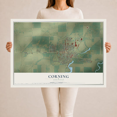 Map of Corning, Arkansas, 24 x 36 inch unframed archival matte print