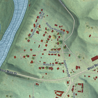 Second close-up of the map of Cotter, Arkansas print showing more streets and buildings