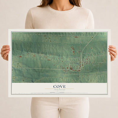 Map of Cove, Arkansas, 12 x 18 inch unframed archival matte print