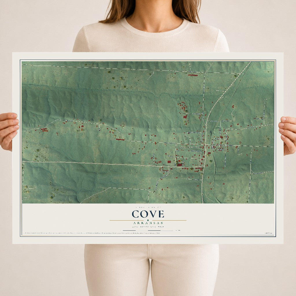 Map of Cove, Arkansas, 18 x 24 inch unframed archival matte print