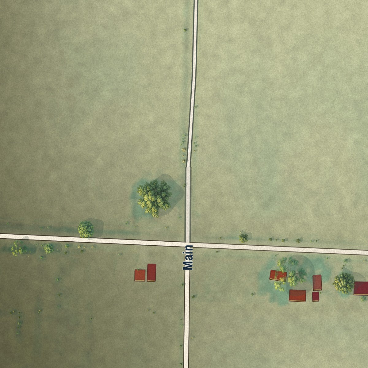 Second close-up of the map of Coy, Arkansas print showing more streets and buildings