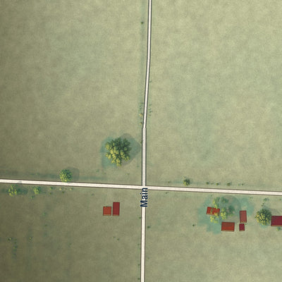 Second close-up of the map of Coy, Arkansas print showing more streets and buildings