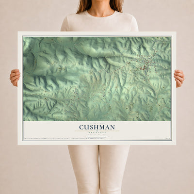 Map of Cushman, Arkansas, 24 x 36 inch unframed archival matte print